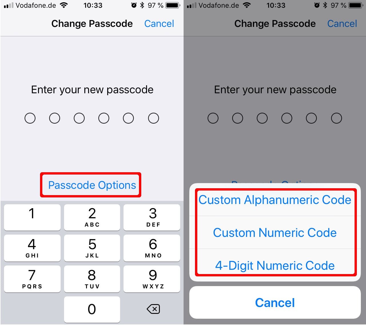 how to change passcode on iphone 7 ios 15