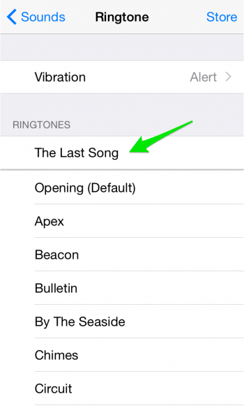 custom ringtone selection iPhone