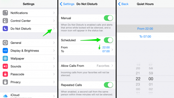 do not disturb on schedule iPhone