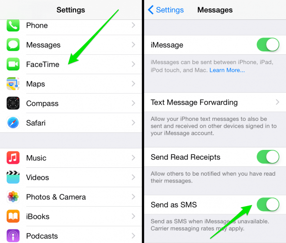 imessage messages send as text or sms