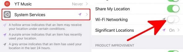 Disable "Wi-Fi Networking" on iPhone 