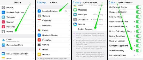 Disable WiFi in Location Services