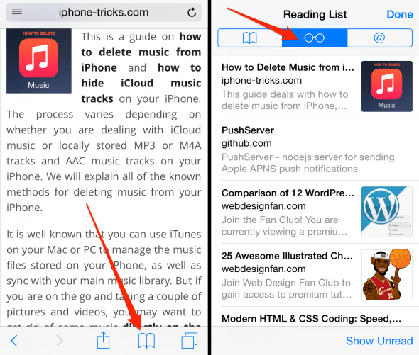 Safari Reading List How To Add And Delete Items Iphone Tricks Com