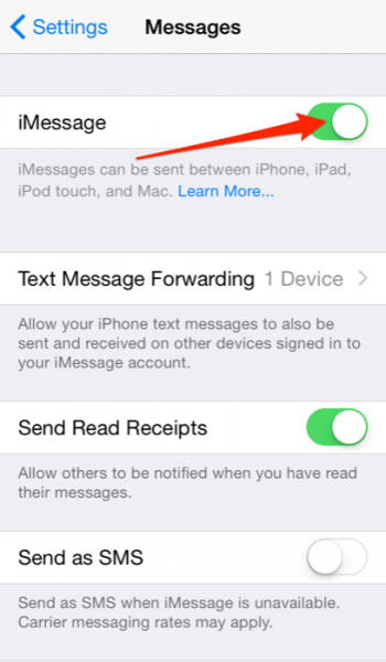 disable iMessage on iPhone