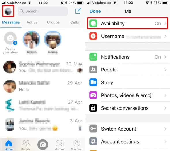 how to hide time on messenger