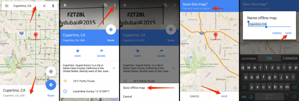 google maps offline - how to save a map for offline use