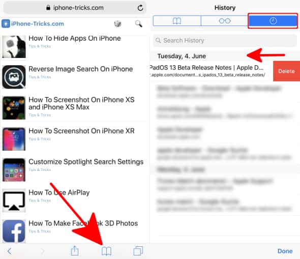 How to clear safari history based on time visited