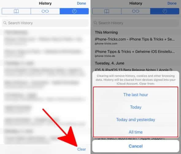 auto clear safari history iphone