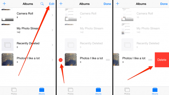 how to delete a photo album from iPhone