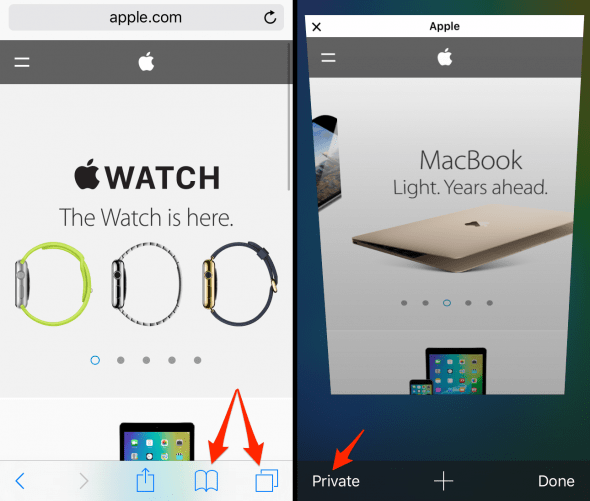 how to enable private tabs on iPhone