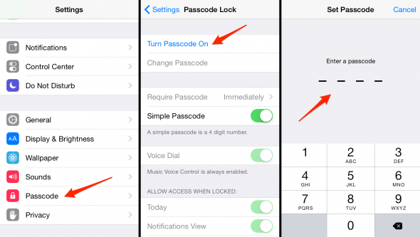 how to set a passcode on iPhone