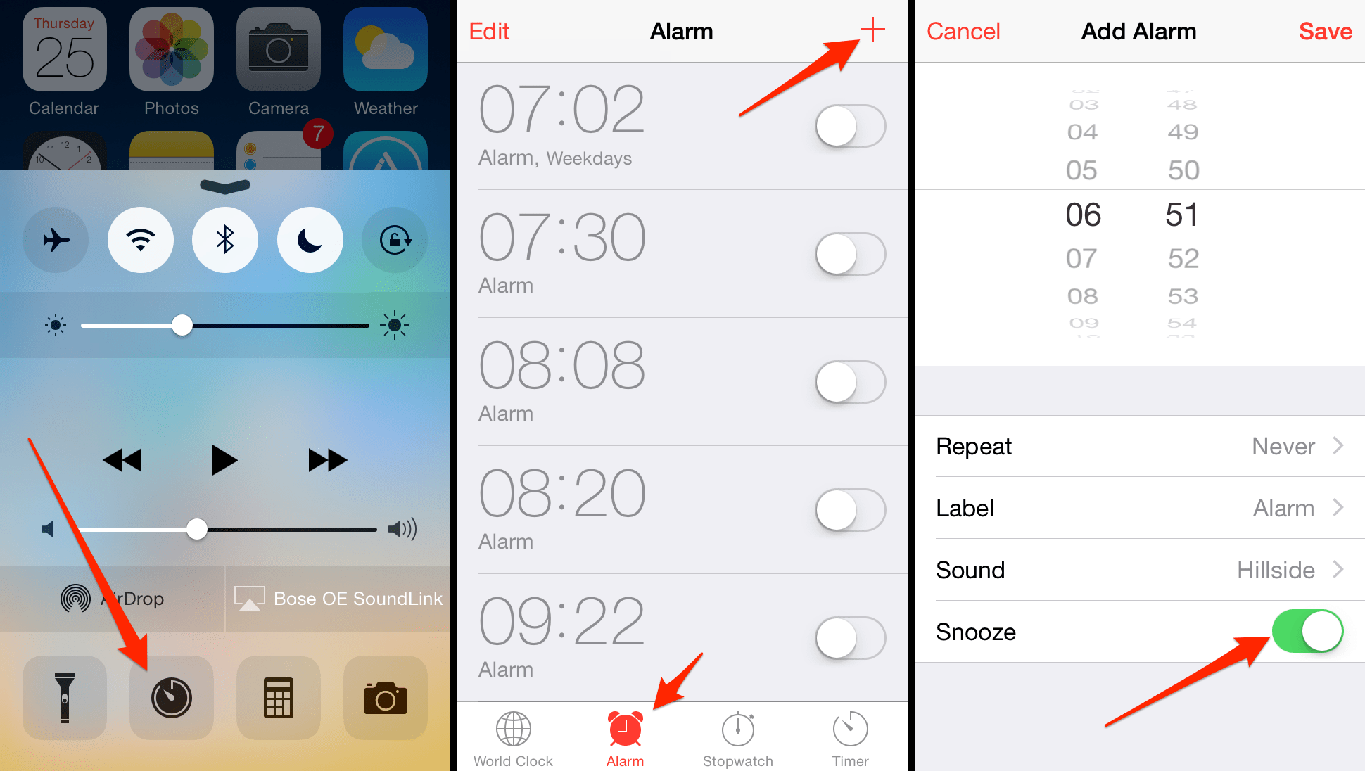 snooze settings iphone 6