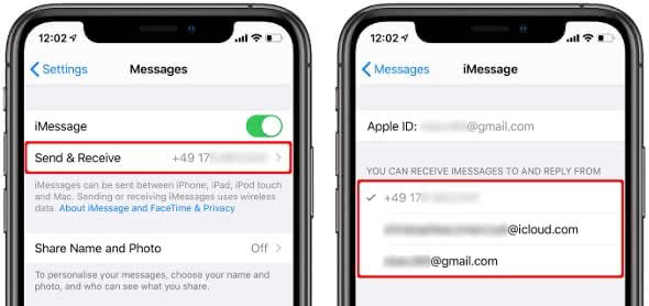  använd telefonnummer för meddelanden i iMessage