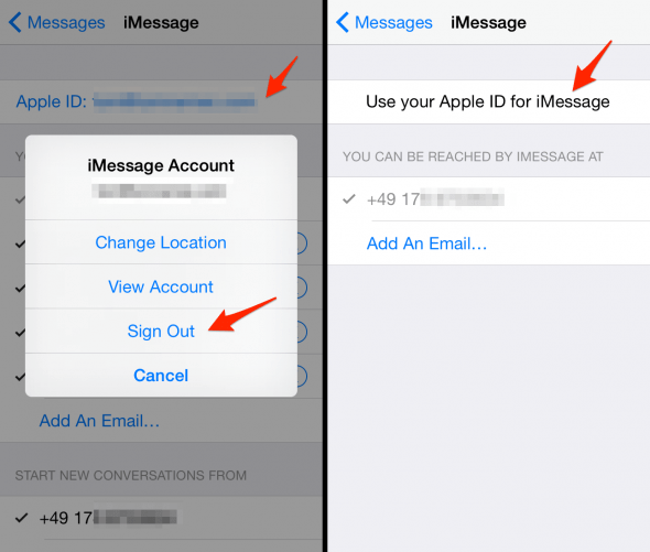 řešení problémů s imessage-jak se odhlásit a zpět