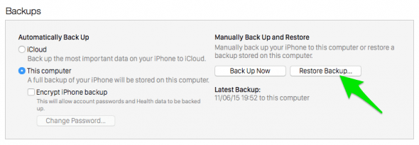 restore itunes backup of iPhone data