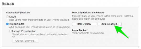  wiederherstellen iTunes Backup von iPhone-Daten