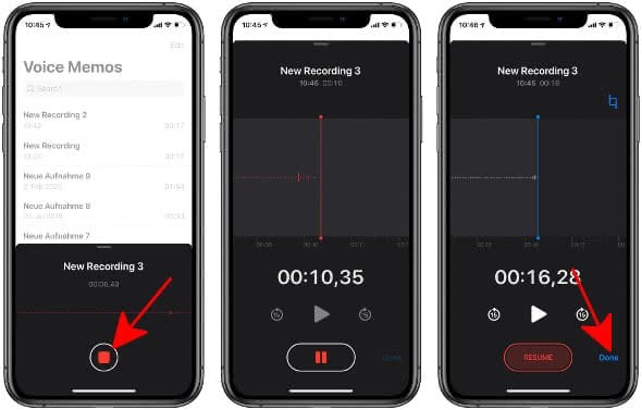 How to record and stop voice memo on iPhone