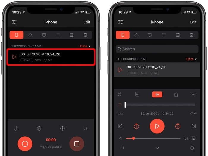 Play clip in Voice Recorder app