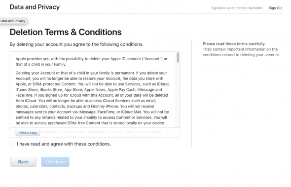 Deletion Terms and Conditions