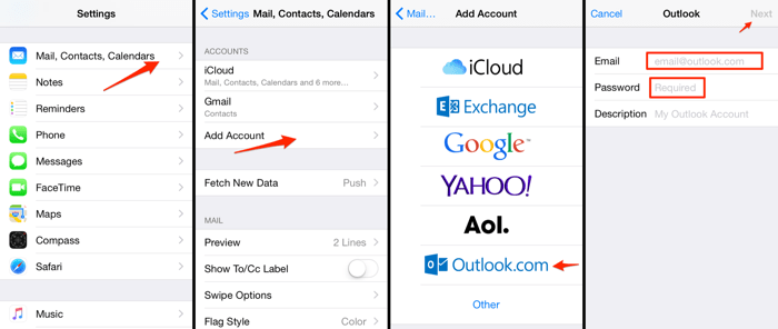 setting up msn email on iphone