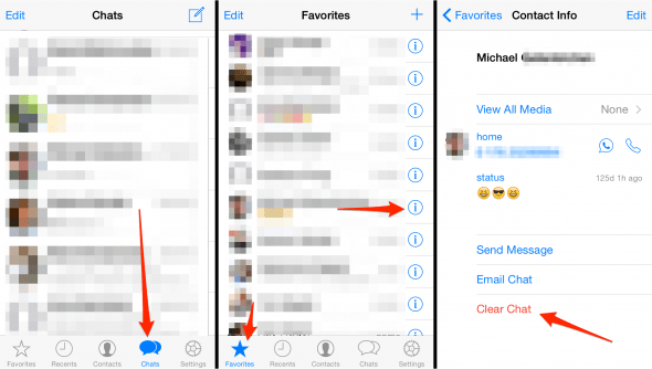 how to clear individual chat histories in whatsapp