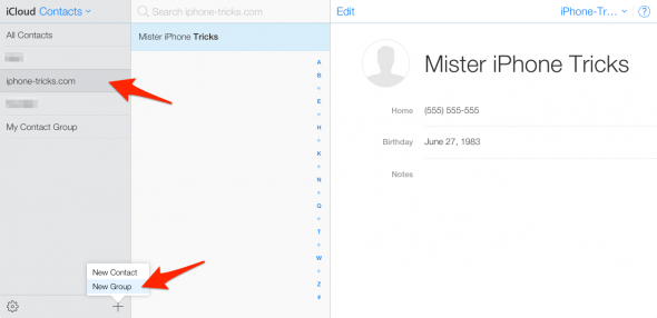 how to create a contact group in icloud