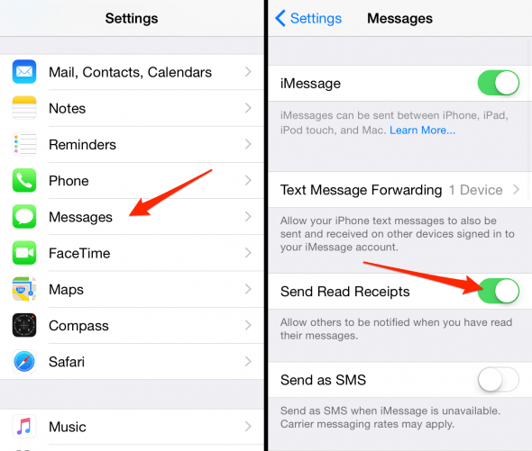 how to turn off read receipts on iPhone