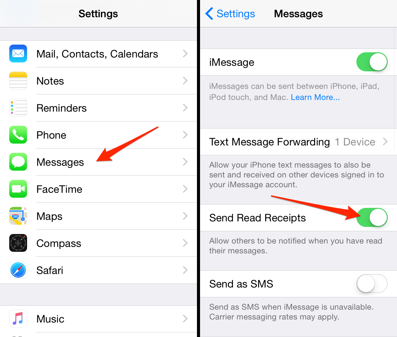 send read receipts for certain contacts