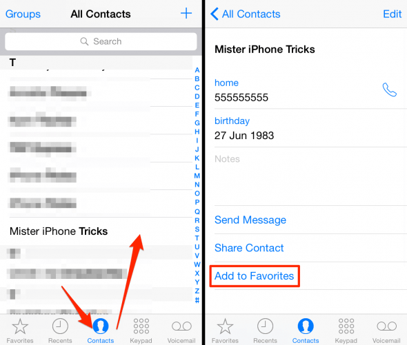 How to add a contact to your Favorites