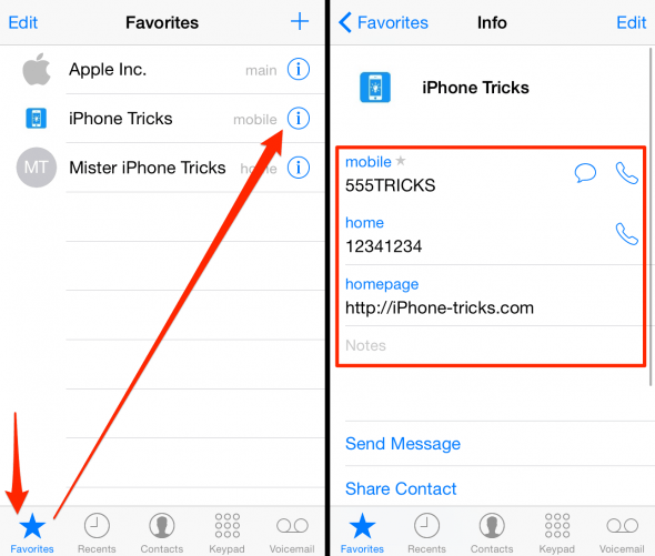 How to reach the hidden options for your Favorites