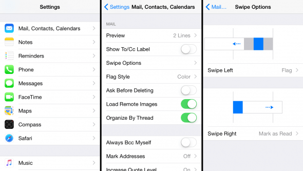 Mail App Swipe Options