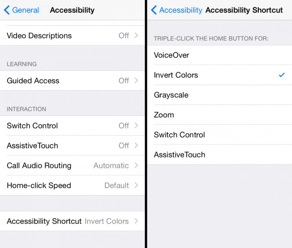 accessibility shortcut