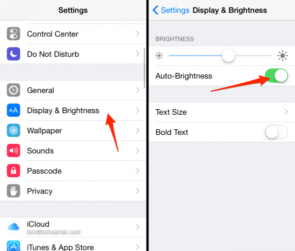 auto-brightness feature on iPhone