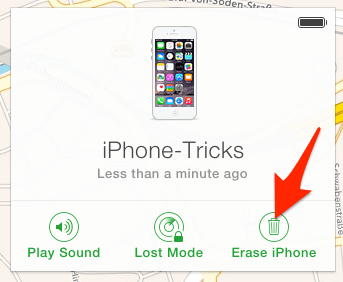 delete iPhone via find my iphone