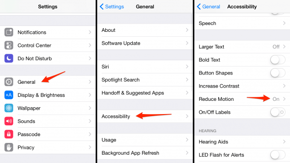 disable parallax reduce motion on iPhone