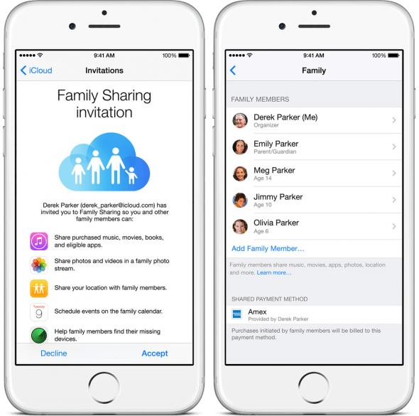 family sharing on iPhone