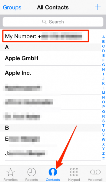 finding your own number on iPhone