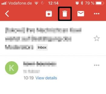 Gmail - delete Email on iPhone