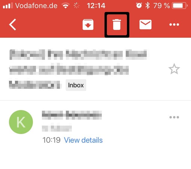 how to delete gmail email from phone