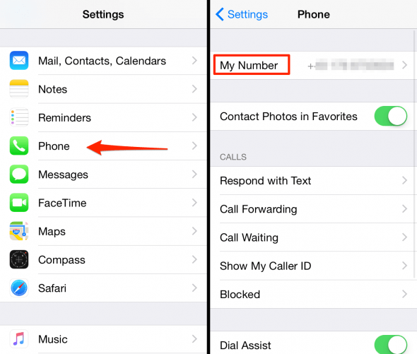 how to check or change your own number on iPhone