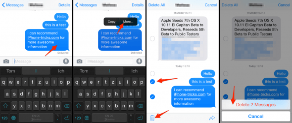 how to delete texts on iPhone