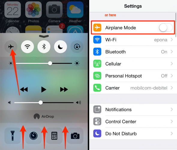 how to enable airplane mode on iphone