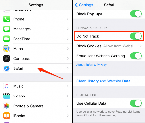 how to enable do not track on safari