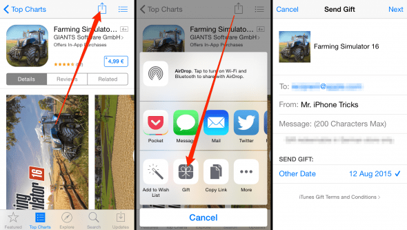 how to gift an app on iPhone