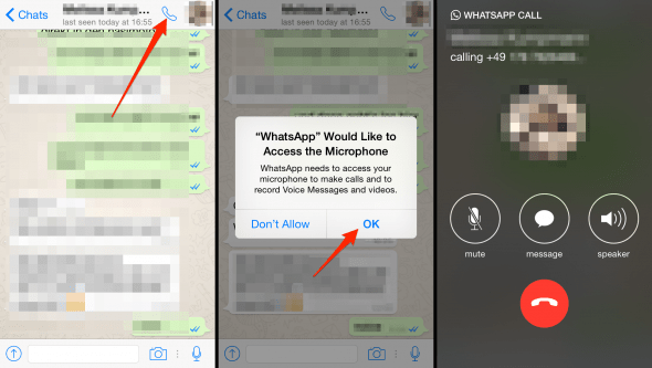 how to place a WhatsApp call on iPhone