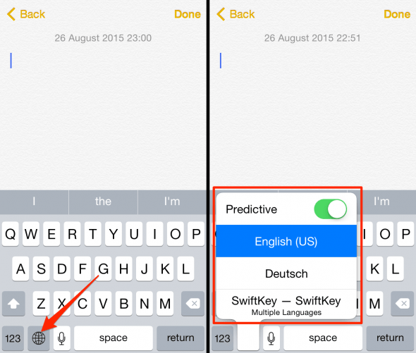 how to quickly cycle through your keyboards on iphone