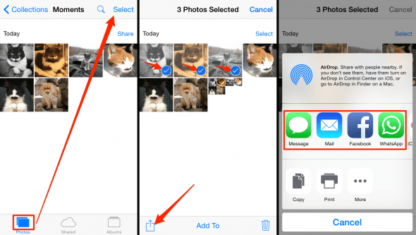 how to share multiple photos at once on iPhone