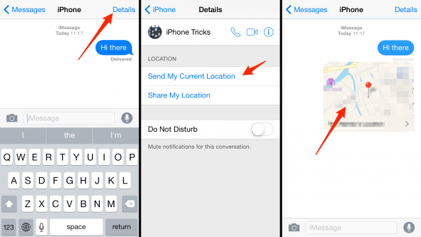 how to share your current location with a contact on iPhone