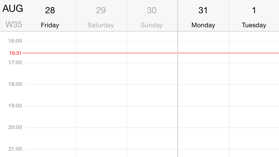 iPhone Calendar Week View