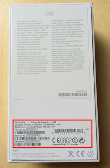 iPhone serial on packaging